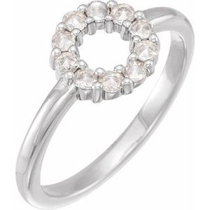 Ladies Natural Diamond Rose-Cut Halo-Style Ring (VS1-SI1, GHI) — Sterling Silver