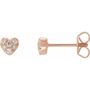 Ladies Natural Diamond Heart Earrings (I1, H+) — 14K Rose Gold