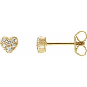 Ladies Natural Diamond Heart Earrings (I1, H+) — 14K Yellow Gold