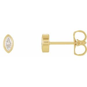 Ladies Natural Diamond Solitaire Bezel-Set Earrings (I1, G-H) — 14K Yellow Gold