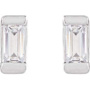 Lab-Grown Diamond Straight Baguette Bezel-Set Stud Earrings