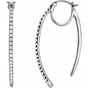 Ladies Natural Diamond Hoop Earrings (I1, H+) — 14K White Gold