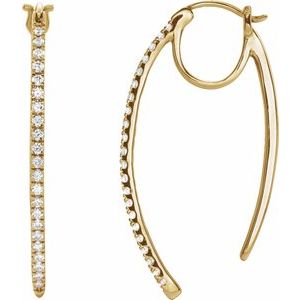 Ladies Natural Diamond Hoop Earrings (I1, H+) — 14K Yellow Gold