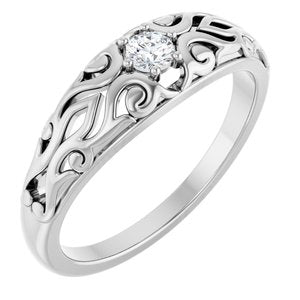 Ladies Natural Diamond Ring (I1, G-H) — 14K White Gold