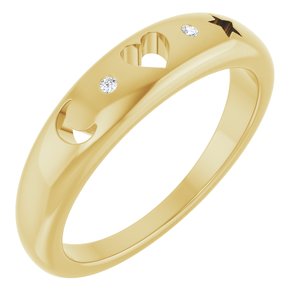 Ladies Natural Diamond Celestial Pierced Ring (I1, G-H) — 14K Yellow Gold