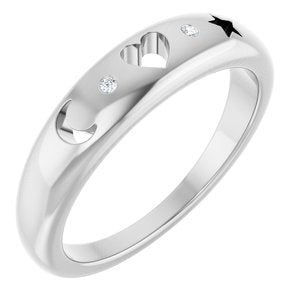 Ladies Natural Diamond Celestial Pierced Ring (SI2-SI3, G-H) — Platinum
