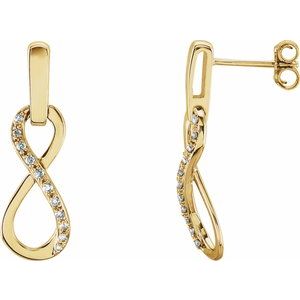 Ladies Natural Diamond Infinity-Inspired Earrings — 14K Yellow Gold
