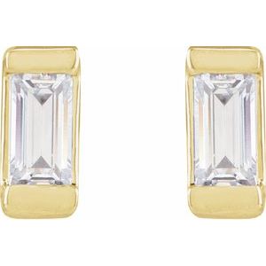 Lab-Grown Diamond Straight Baguette Bezel-Set Stud Earrings