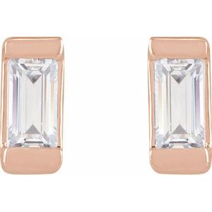 Lab-Grown Diamond Straight Baguette Bezel-Set Stud Earrings