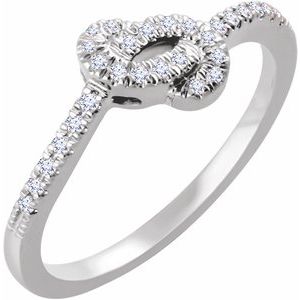 Ladies Natural Diamond Knot Ring (I1, H+) — 14K White Gold
