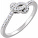 Ladies Natural Diamond Knot Ring (I1, H+) — 14K White Gold