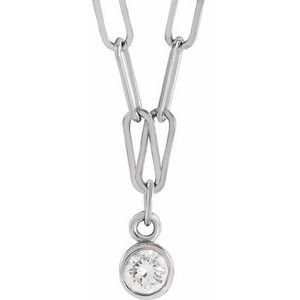 Ladies Natural Diamond Micro Bezel-Set Necklace (I1, G-H) — 14K White Gold