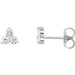 Ladies Natural Diamond Three-Stone Stud Earrings — 14K White Gold