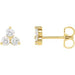 Ladies Natural Diamond Three-Stone Stud Earrings — 14K Yellow Gold