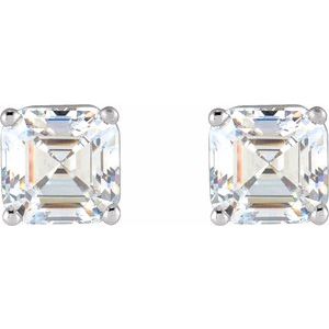 Lab-Grown Diamond Asscher 4-Prong Stud Earrings