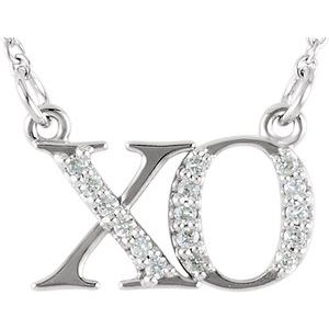 Ladies Natural Diamond "XO" Phrase 16 1/ Necklace (I1, G-H) — 14K White Gold