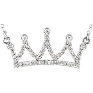 Ladies Natural Diamond Crown Necklace (I1, G-H) — 14K White Gold