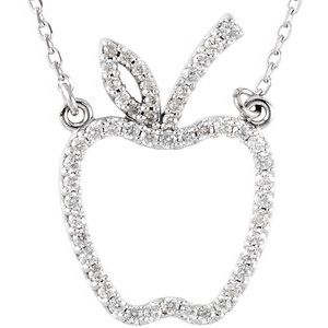 Ladies Natural Diamond Apple Necklace (I1, G-H) — 14K White Gold
