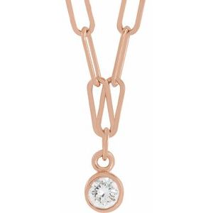 Ladies Natural Diamond Micro Bezel-Set Necklace (I1, G-H) — 14K Rose Gold