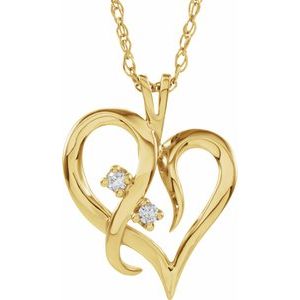 Ladies Natural Diamond Heart Necklace (I1, G-H) — 14K Yellow Gold