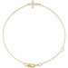 Ladies Rose-Cut Natural Diamond Sideways Cross 6 1/2-7 1/ Bracelet (Vs/Si1, Ghi) — 14K Yellow Gold