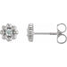 Ladies Natural Diamond Petite Flower Beaded Earrings — Sterling Silver