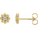 Ladies Natural Diamond Petite Flower Beaded Earrings — 14K Yellow Gold