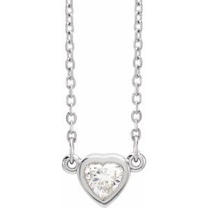 Ladies Natural Diamond Heart Necklace (I1, Ghi) — 14K White Gold
