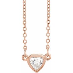 Ladies Natural Diamond Heart Necklace (I1, Ghi) — 14K Rose Gold