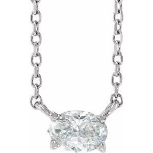Ladies Natural Diamond Solitaire Necklace (I1, Ghi) — Sterling Silver