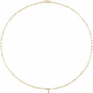Ladies Natural Diamond Micro Bezel-Set Necklace (I1, Ghi) — 14K Yellow Gold