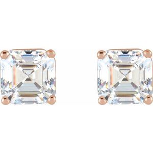 Lab-Grown Diamond Asscher 4-Prong Stud Earrings