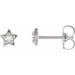 Ladies Rose-Cut Natural Diamond Petite Star Earrings — 14K White Gold