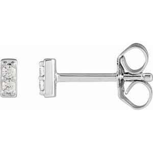 Ladies Natural Diamond Bar Earrings — 14K White Gold