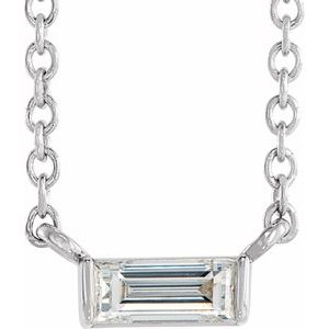 Ladies Natural Diamond Solitaire Necklace (Si2-Si3, Ghi) — Platinum