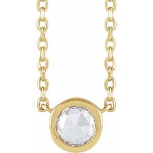 Ladies Rose-Cut Natural Diamond Bezel-Set Necklace (Vs/Si1, Ghi) — 14K Yellow Gold