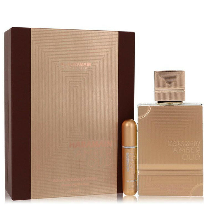 Al Haramain Amber Oud Gold Edition Extreme Gift Set By Al Haramain - 6.7 Pure Perfume Spray + 0.34 oz