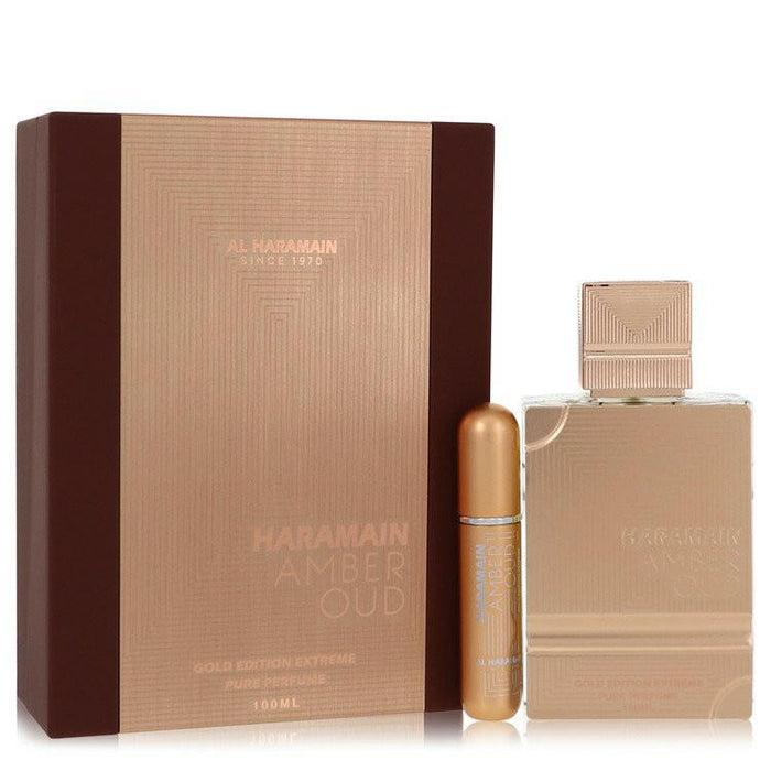 Al Haramain Amber Oud Gold Edition Extreme Gift Set By Al Haramain - 3.4 Pure Perfume Spray + 0.34 oz