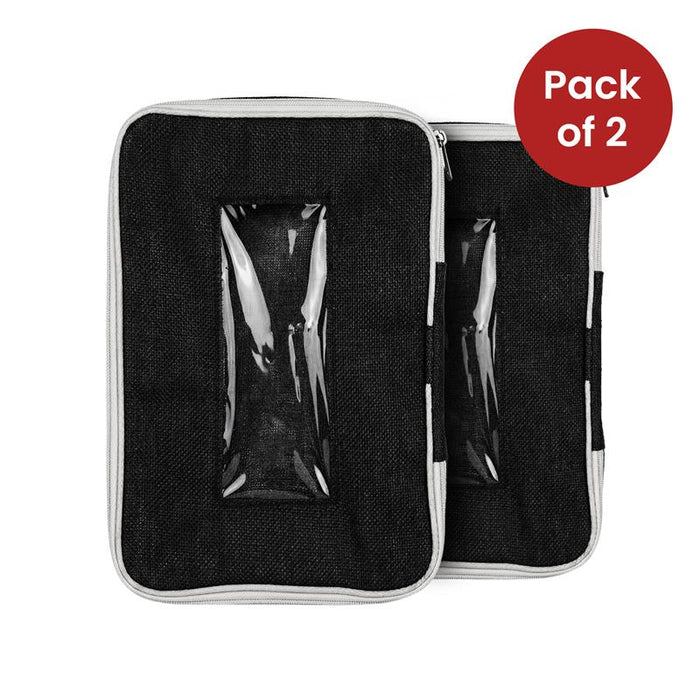 Shoe Bags for Travel – 2 Pack Waterproof Travel Shoe Bags with Zipper – Black – Dyed Laminated Jute
