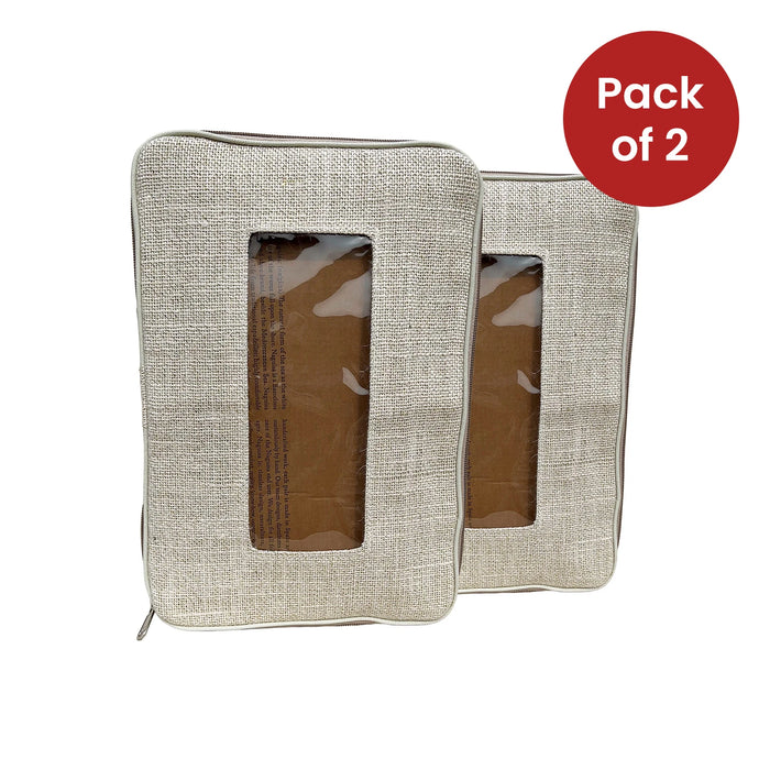 Shoe Bags for Travel – 2 Pack Waterproof Travel Shoe Bags with Zipper – Cream – Stiffened Lurex Jute