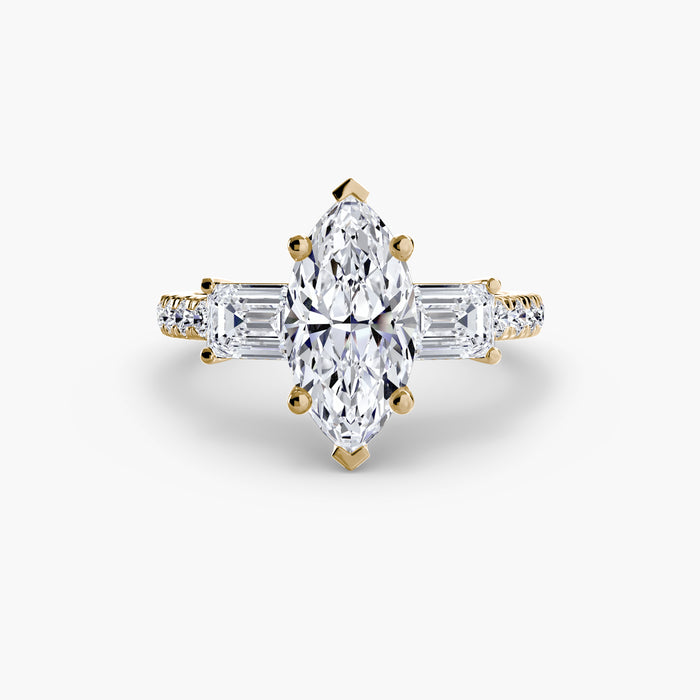 Three-Stone Ring with Pavé Band 4