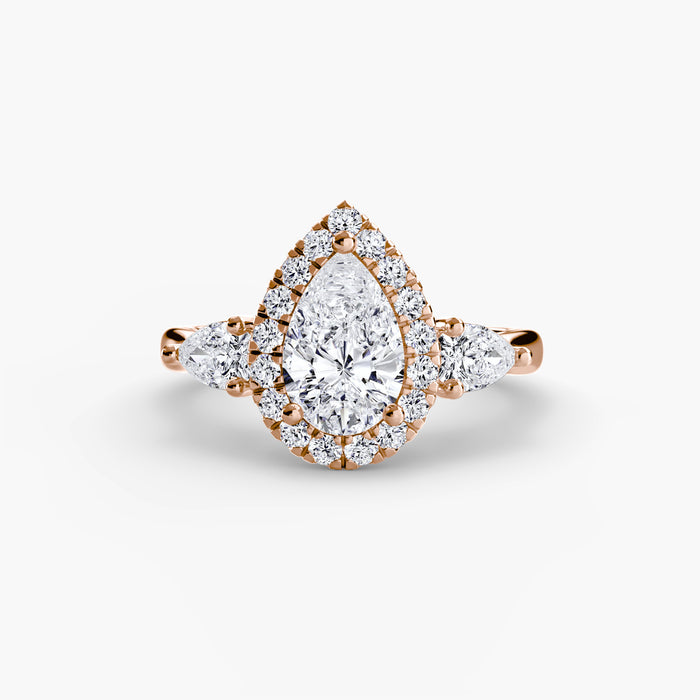 Three-Stone Ring with Halo