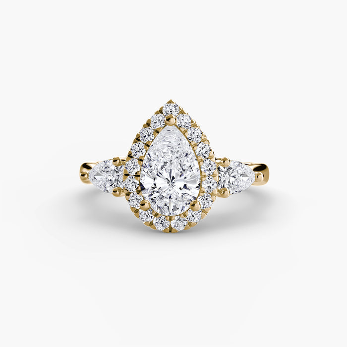 Three-Stone Ring with Halo