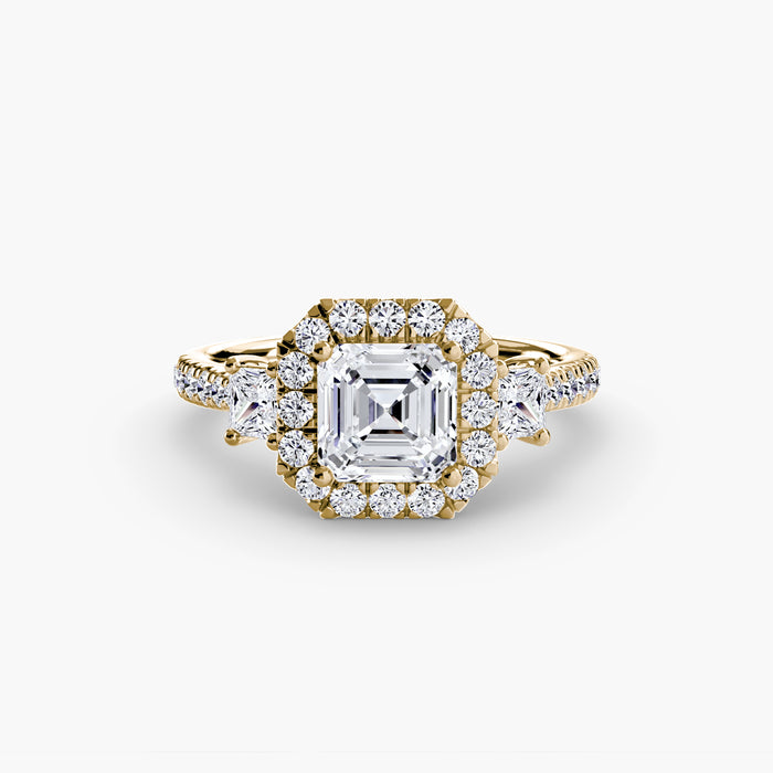 Three-Stone Ring with Halo 2