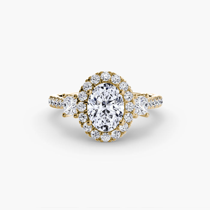 Three-Stone Ring with Halo 2