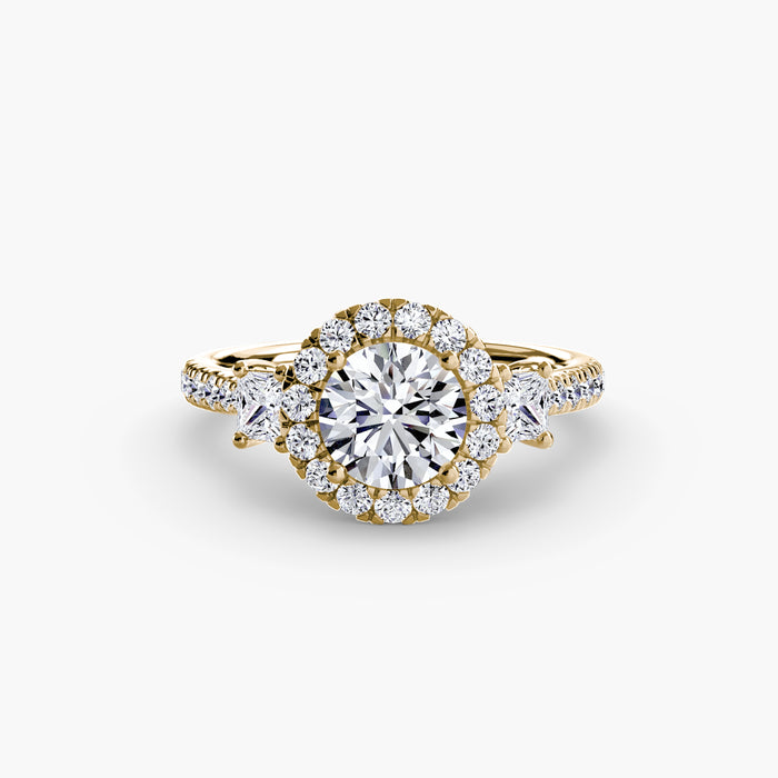 Three-Stone Ring with Halo 2