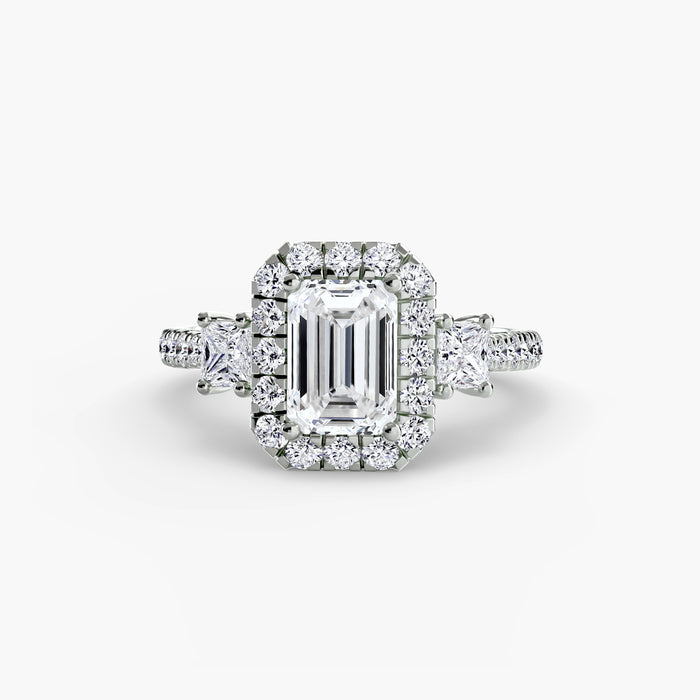 Three-Stone Ring with Halo 2