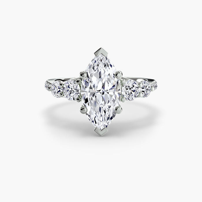 Five Stone Ring with Pavé Band