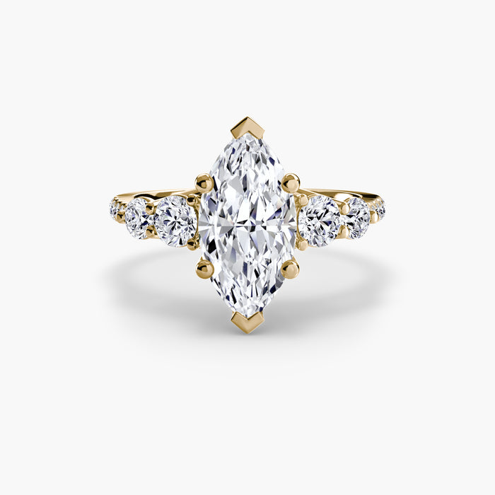 Five Stone Ring with Pavé Band