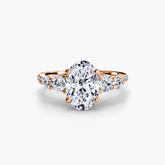 Five Stone Ring with Pavé Band